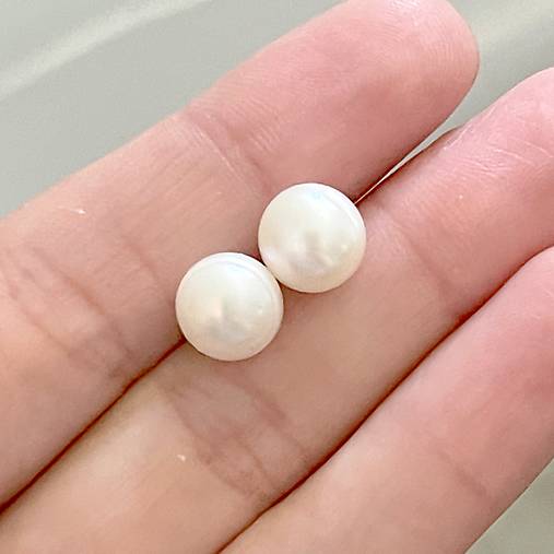 Freshwater Pearls AG925 Stud Earrings / Puzetové náušnice so sladkovodnými perlami 8-9mm E055