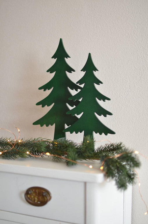 Dekorácie - Zelený drevený stromček - 17823727_