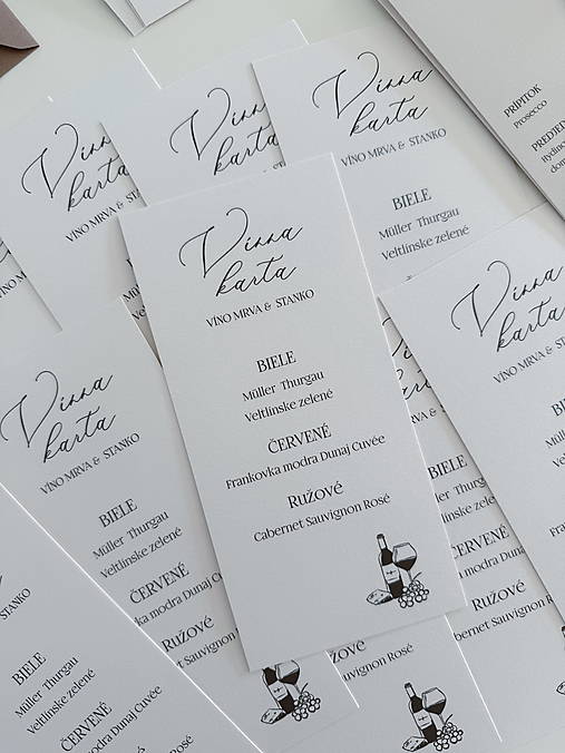 Papiernictvo - Svadobná vínna karta DL  - 17822318_