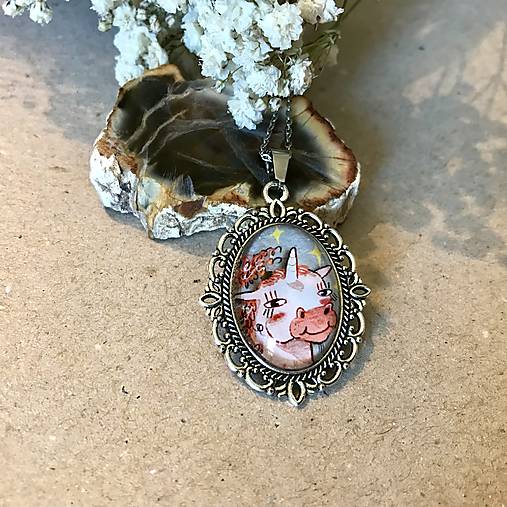 Náhrdelníky - Rozžiarený jednorožec -medailón - 17822535_