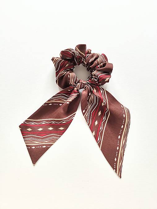 Maxi scrunchie hodvábna (hnedá vzorovaná)
