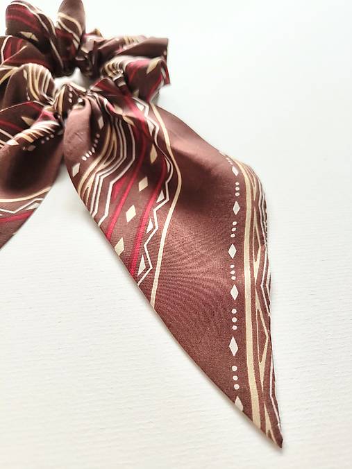 Maxi scrunchie hodvábna (hnedá vzorovaná)
