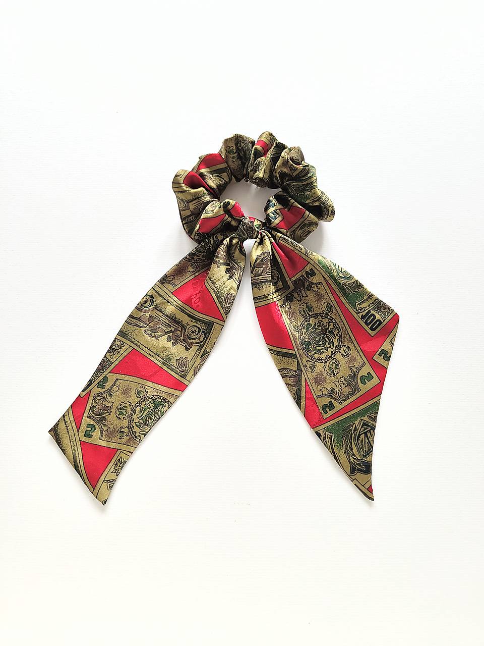 Maxi scrunchie hodvábna (Červeno-zlatá)