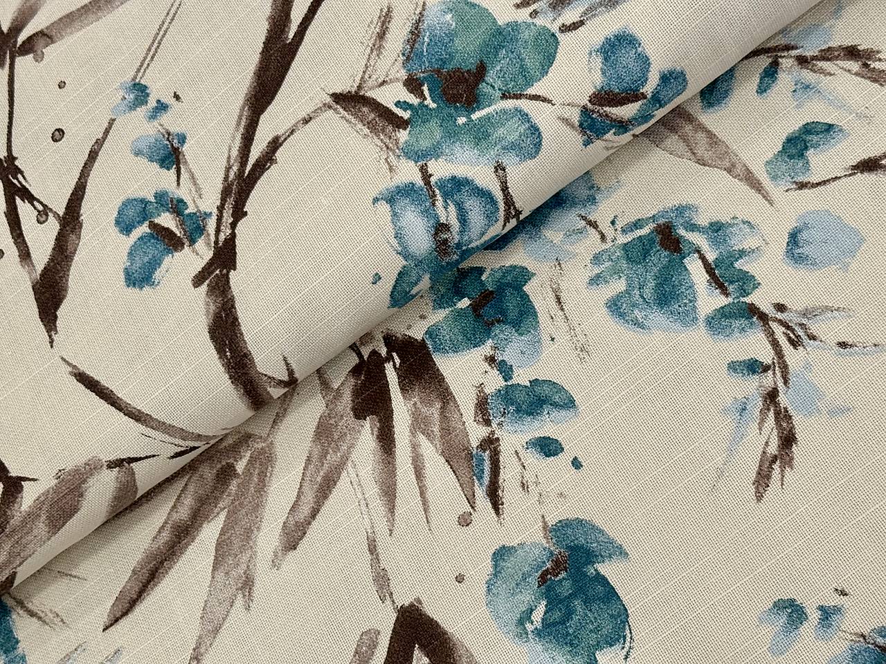 BAVLNA DEKOR /MODRÉ KVETINY AKVAREL