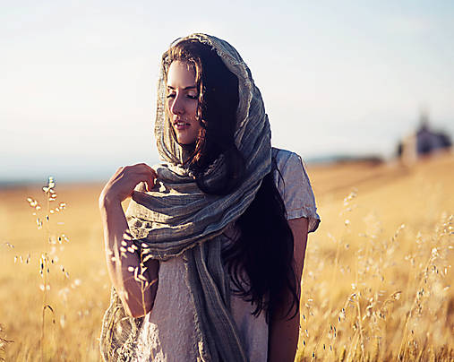 Šály a nákrčníky - Šál lněný Zelené proužky - 17822479_