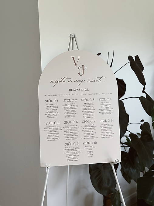 Papiernictvo - Zasadací poriadok svadobná tabuľa polkruh béžový - 17825167_