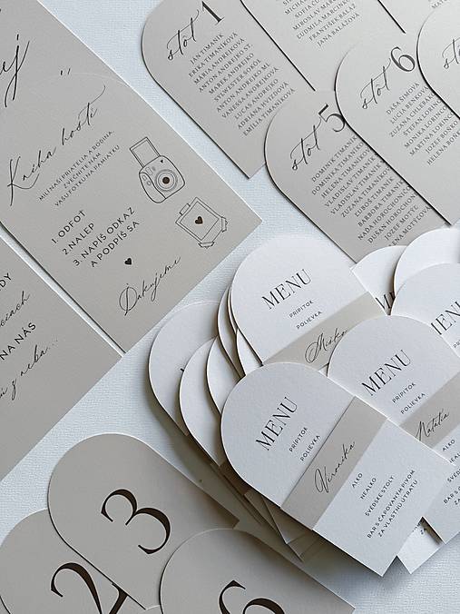 Papiernictvo - Svadobné menu DL polkruh + menovka béžová - 17825220_