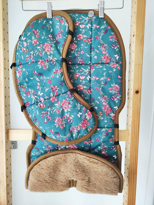 Detský textil - VLNIENKA Podložka do autosedačky Britax Römer Kidfix i-size  100% Merino TOP SUPER WASH Camel petrolejová  - 17826180_