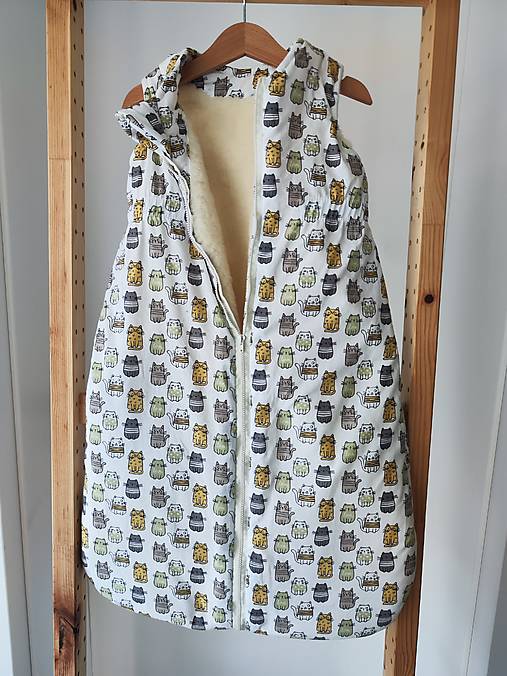 Detský textil - VLNIENKA Spací vak pre deti a bábätká 100% MERINO Top XS/S/M/L/XL/XXL Mačičky  - 17826411_