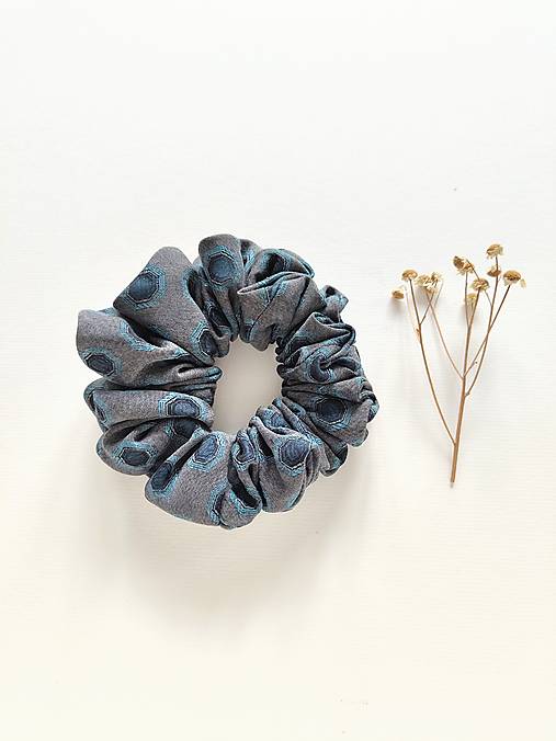 Basic MAXI scrunchie (Modro-sivá)