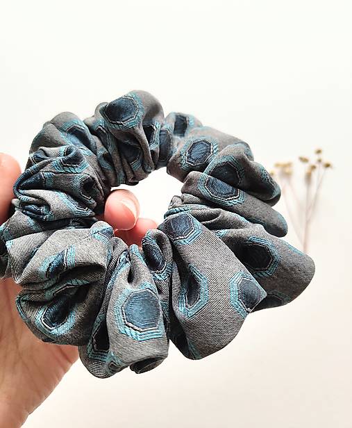 Basic MAXI scrunchie (Modro-sivá)