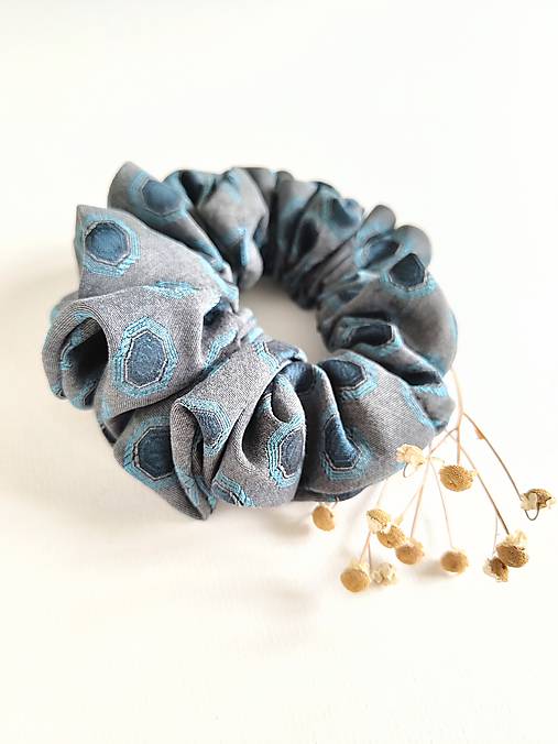 Basic MAXI scrunchie (Modro-sivá)