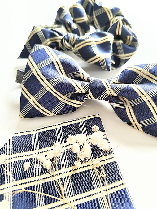 Modro-žltý károvaný set
