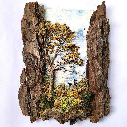 Dekorácie - Dioráma jesenná krajinka - 17826252_