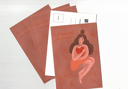 Papier - Pohľadnica " sama sebe ♥ " - 17826989_