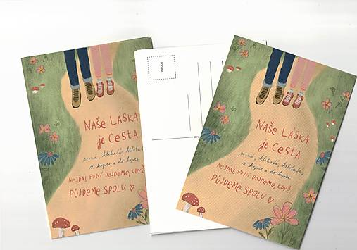 Papier - Pohľadnica "láska je cesta" - 17826999_