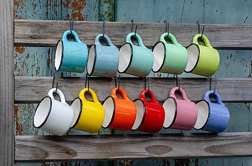 Nádoby - Keramické hrnky „plecháčky“ S - hladké - 17826721_