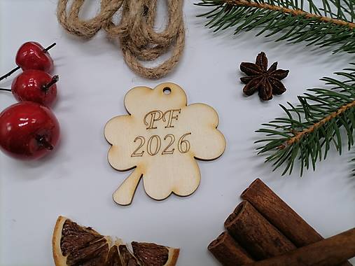 Dekorácie - Ozdoba na stromček štvorlístok PF 2026 - 17827124_