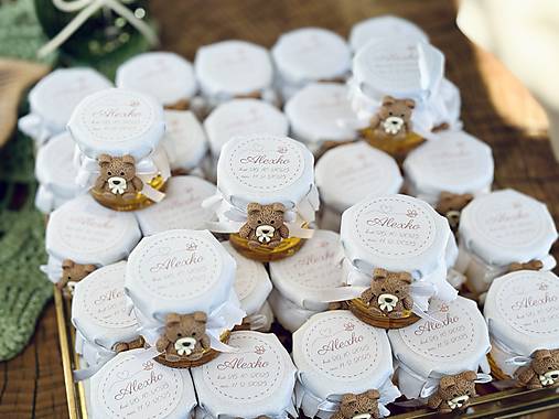 Darčeky pre svadobčanov - Minimedík na krstiny Macko - 17828788_