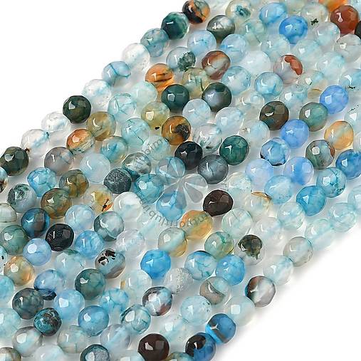 Minerály - (6083) Brúsený achát, 4 mm - 90 ks (1 vlasec) - 17828528_