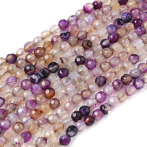 Minerály - (6089) Brúsený achát, 4 mm - 90 ks (1 vlasec) - 17828531_