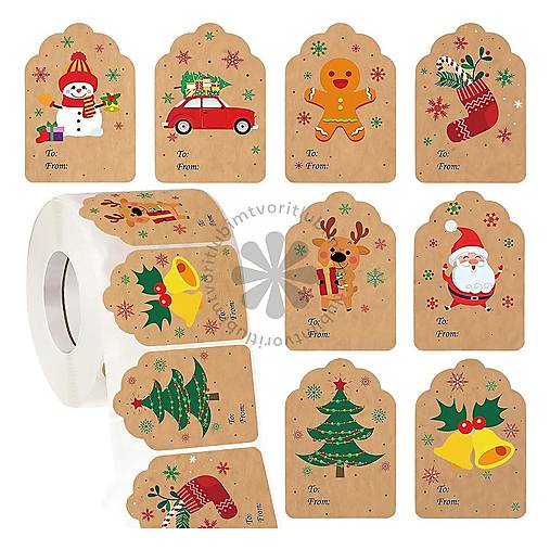 Papier - (6094) Nálepky Vianoce - 1 rolka - 17828550_