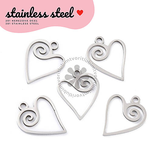 Komponenty - (7031) Prívesok Srdce, 17x14 mm - 1 ks - 17828680_