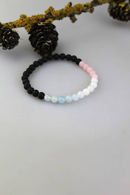 Náramky - morganit, mesačný kameň, matný ruženín a láva náramok - 17828496_