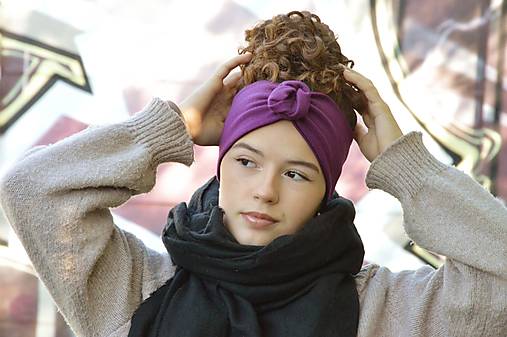 Čiapky, čelenky, klobúky - 100% merino vlna  čelenka uzlík - 17829158_