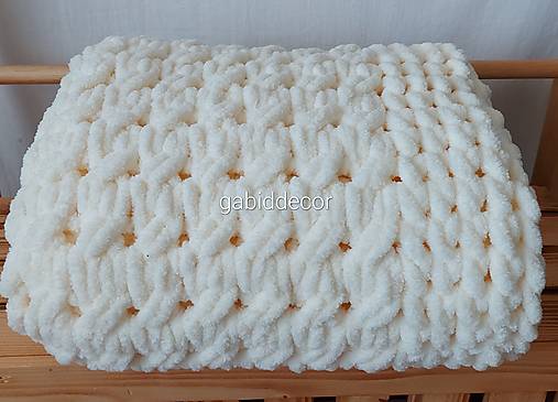 Deka z vlny alize puffy (Prehoz na sedaciu súpravu/deka, cca (70 x 130) cm - farba smotanová/maslová)