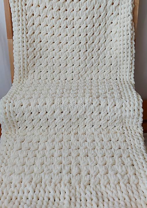 Deka z vlny alize puffy (Prehoz na sedaciu súpravu/deka, cca (70 x 130) cm - farba smotanová/maslová)