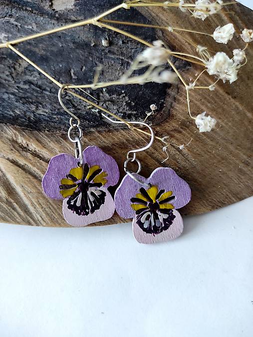 Náušnice - drevené náušnice-sirôtky vo fialovej II - 17828542_