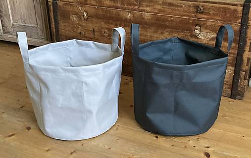 Úžitkový textil - Košíky z nepremokavého nylonu - svetlošedý a tmavošedý - 17829171_