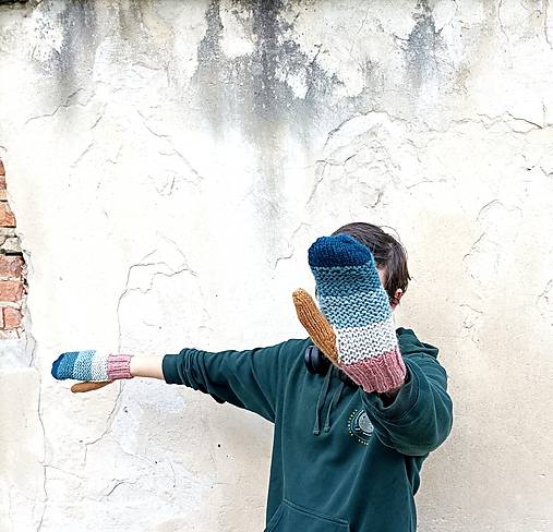 Rukavice - Modro bordové  palčiaky - 17831487_