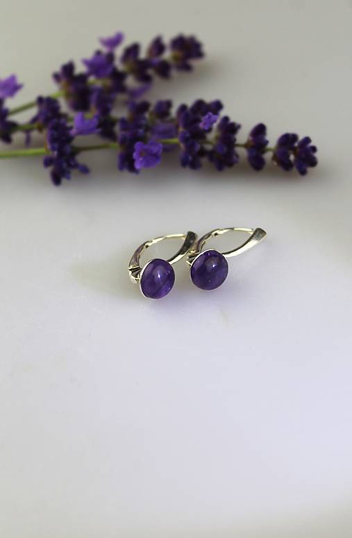 Náušnice - ametyst náušnice v striebre - 17830056_