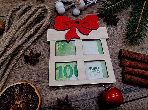Dekorácie - Darček na peniaze  (červená mašľa) - 17830305_