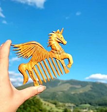 Ozdoby do vlasov - Jednorožec - drevený hrebeň - 17830348_