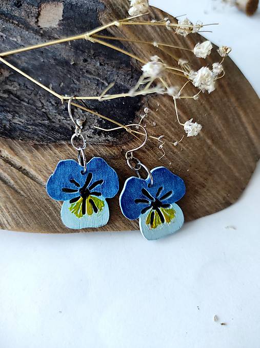 Náušnice - drevené náušnice-sirôtky v modrej - 17830888_