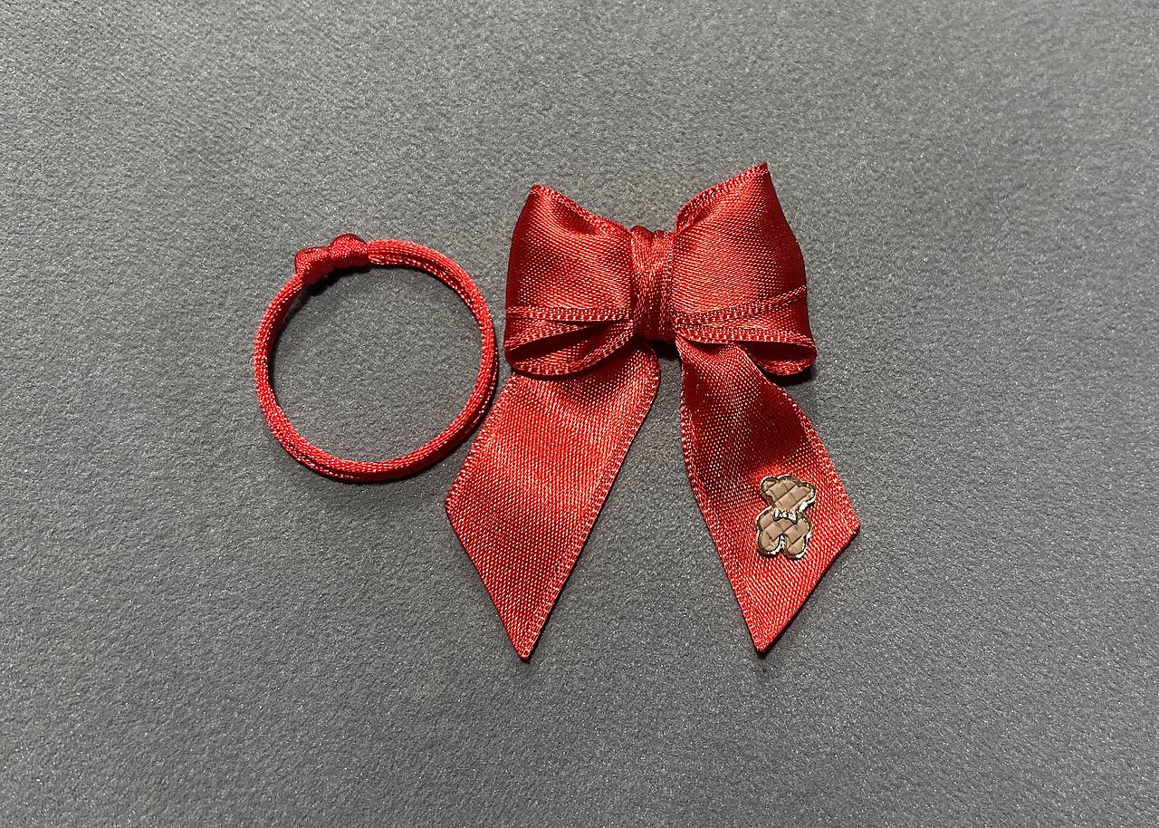 Set proti urieknutiu pre bábätko - mašlička na kočík/vajíčko s béžovo-zlatým mackom + náramok