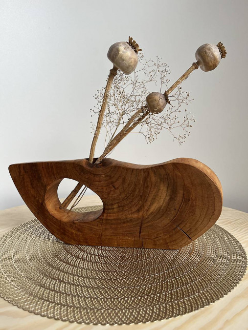 Dekorácie - Dizajnová drevená váza - 17830508_