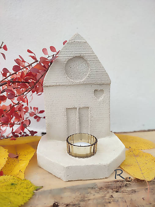 Dekorácie - Betónový domček so svietnikom - 17830421_
