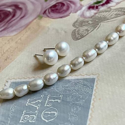 Freshwater Pearls AG925 Stud Earrings / Puzetové náušnice so sladkovodnými perlami A0015