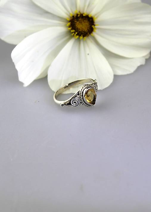 Prstene - citrín prsteň strieborný - 17833698_