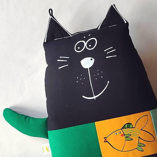 Hračky - KOCOUR S RYBKOU - polštářek - 17834150_