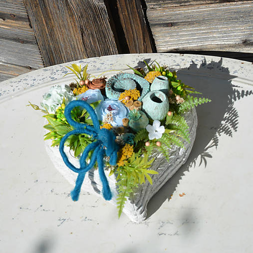 Dekorácie - Smútočné kameninové srdiečko - 17832447_