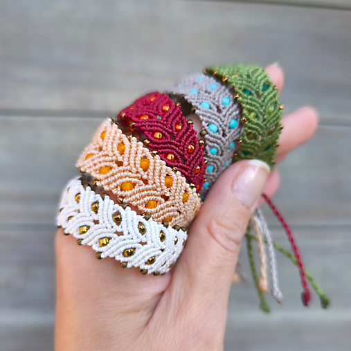 Náramky - Macramé boho náramok (Oranžová) - 17832131_