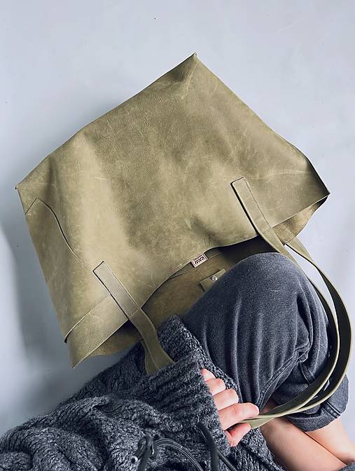 Veľké tašky - .OLIVE SUEDE kožená shopper taška - 17835182_