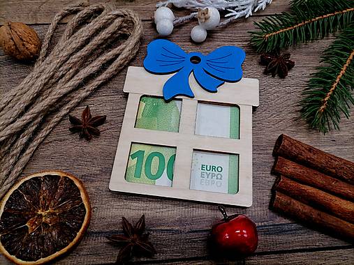 Dekorácie - Darček na peniaze  (modrá mašľa) - 17837142_