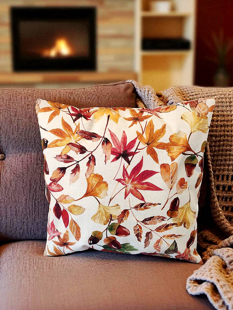 Obliečka na vankúš Golden ginkgo, 40x40cm