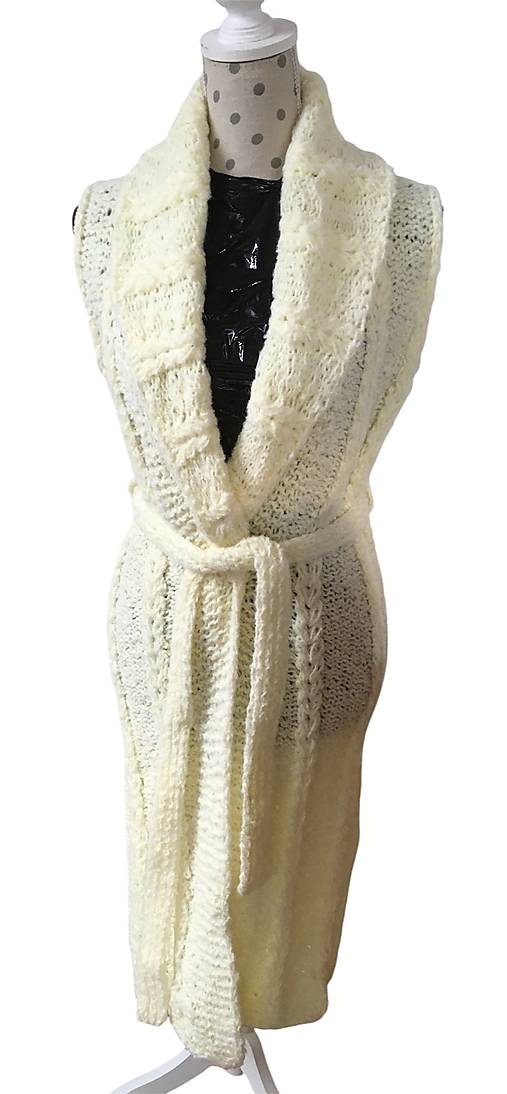 Vesty - Štrikovaná vesta maslová - 17835301_